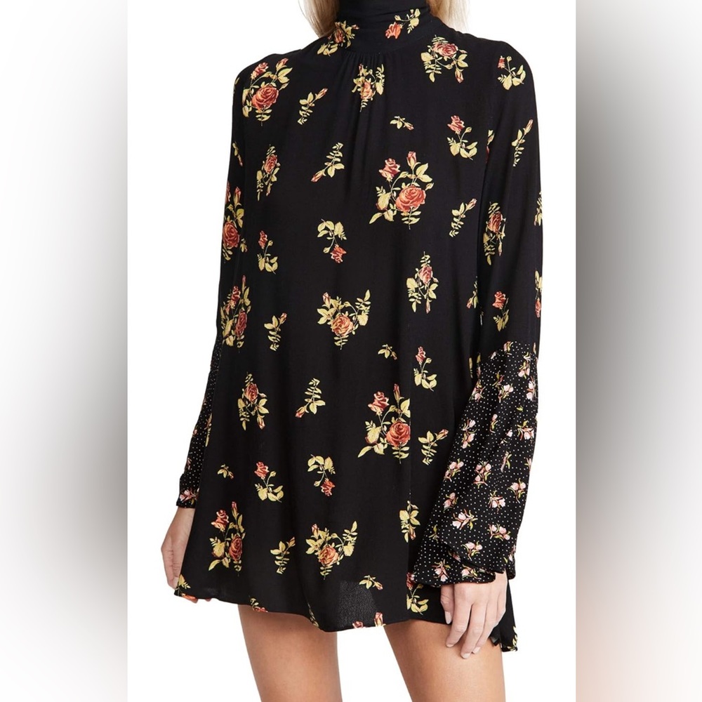 Free People Tate Tunic Dress - Black Size Small